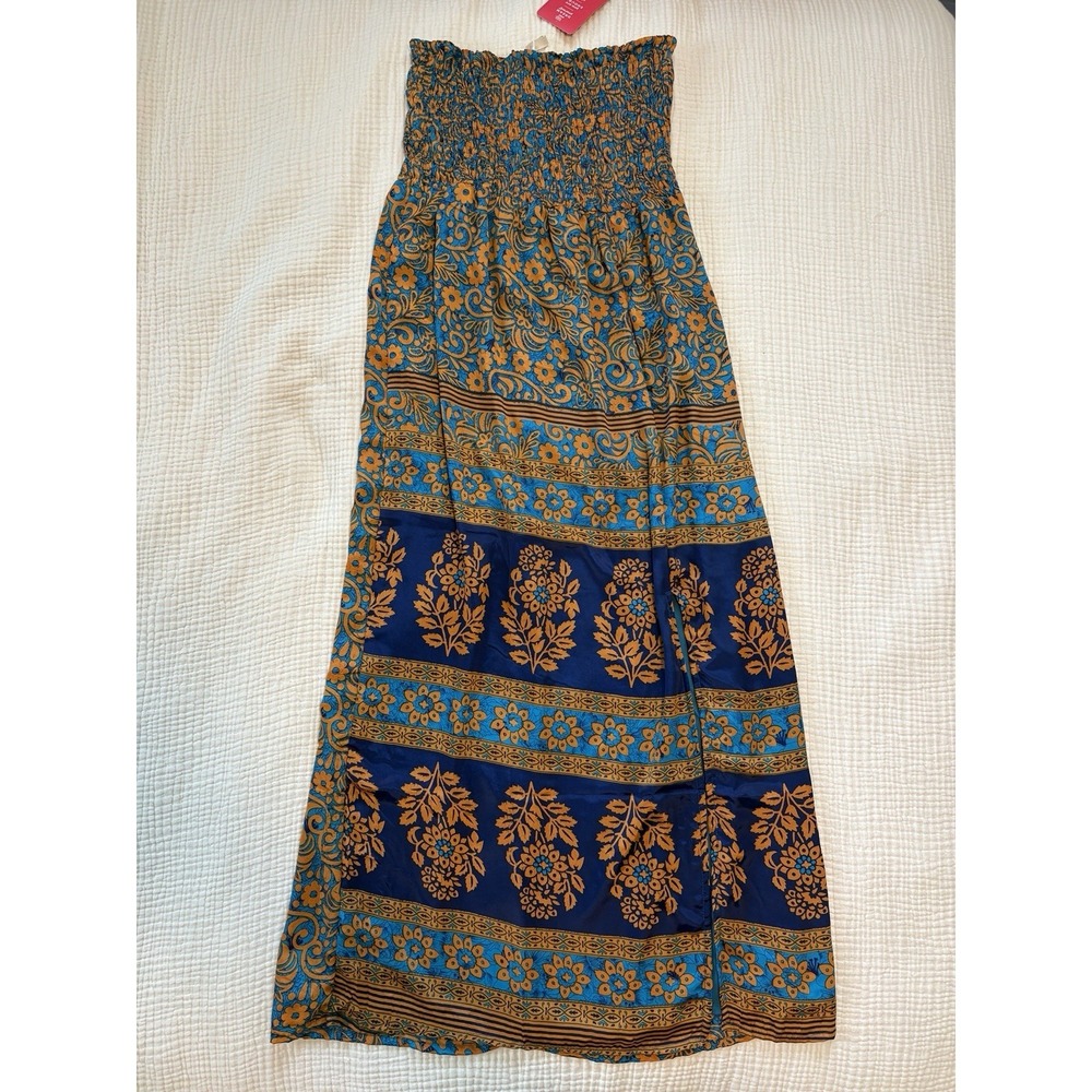 RAGA Blue and Mustard Floral Maxi Dress